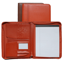 terra cotta and brown premium vinyl zippered portfolios